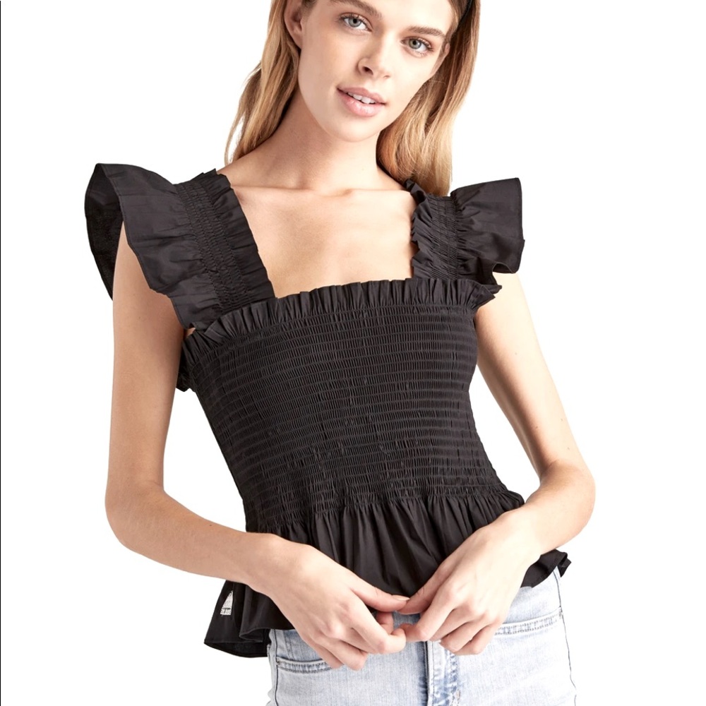 Hill House Paz Top (Black Poplin, S)